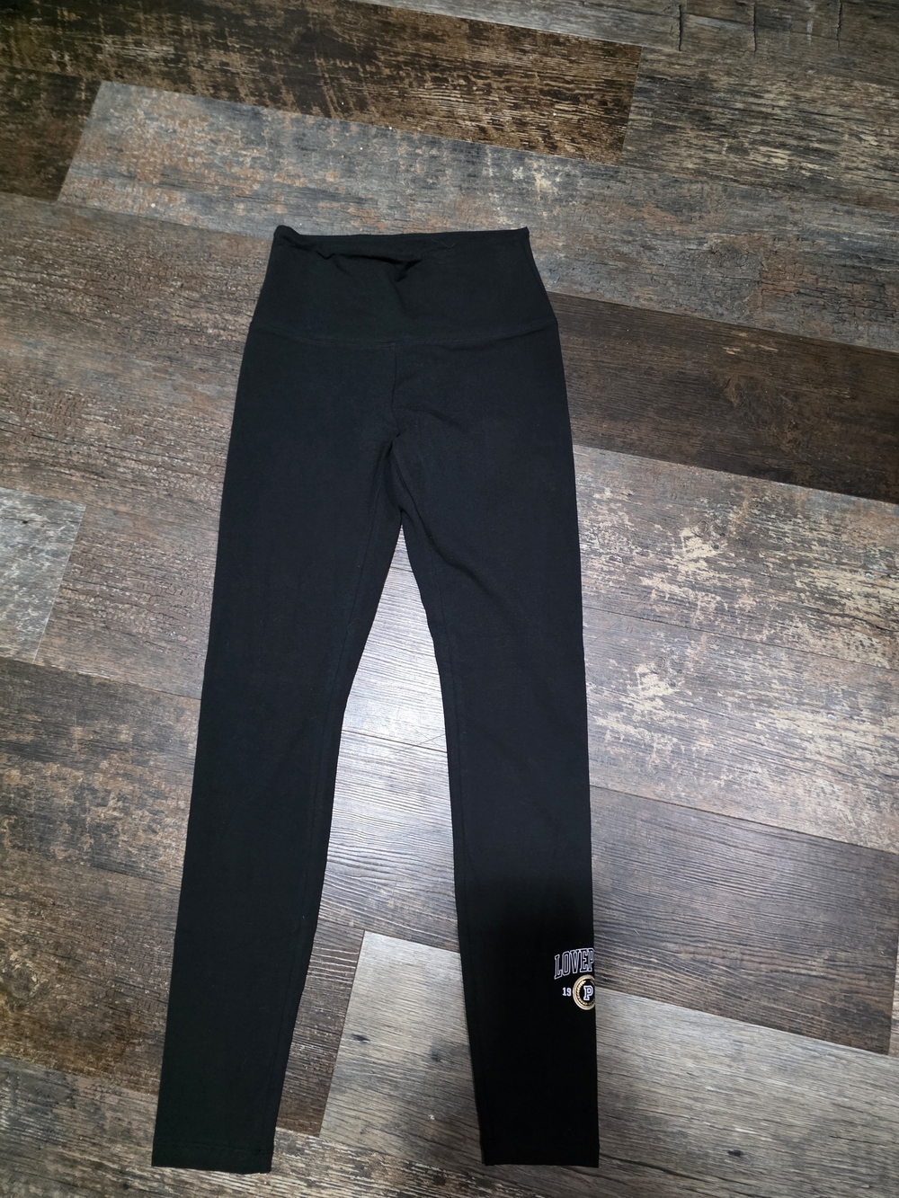 PINK Victoria's Secret Black High-Waist Leggings with Ankle Logo